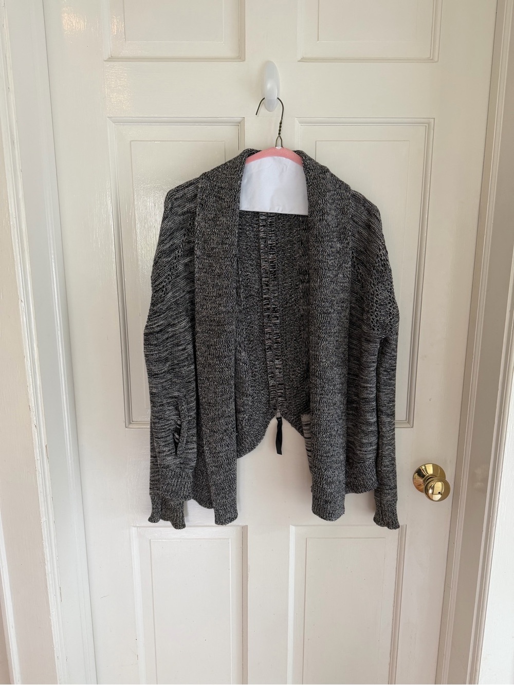Twelfth Street Cynthia Vincent Back Zip Cardigan Gray Black Cotton S